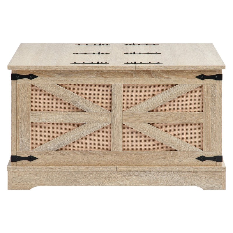 Sohvapöytä suorakulmainen PE-rottinkinen MDF-kannella kaksitasoinen säilytystilalla 80 cm