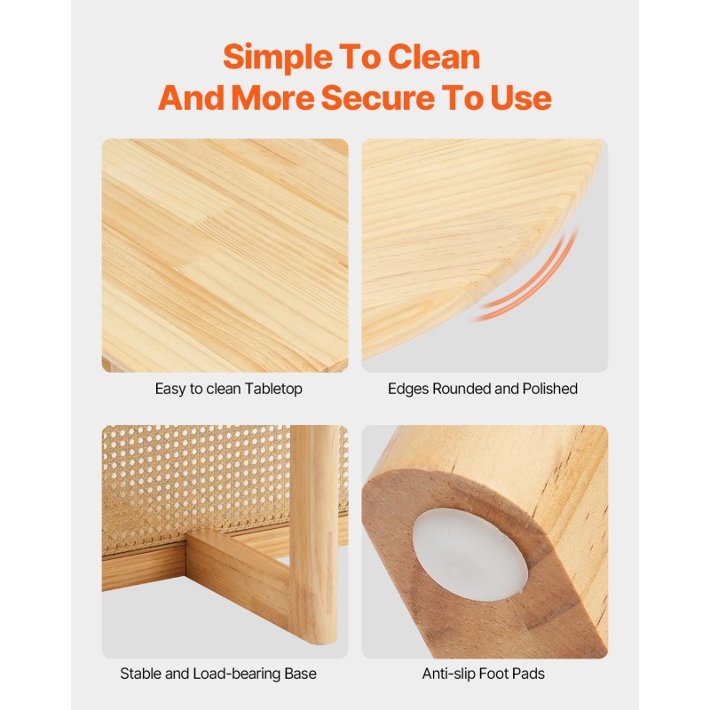 Sohvapöytä pyöreä rottinkinen kumipuinen pöytätaso 85 cm halkaisija korkeus 42 cm säilytöhylly