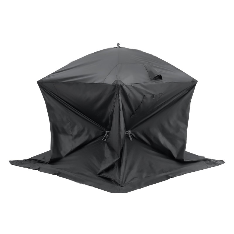 Jääkalastusteltta pop-up-rakenne 300D Oxford-kangas 2,3x2,3 m 3–4 henkilölle musta