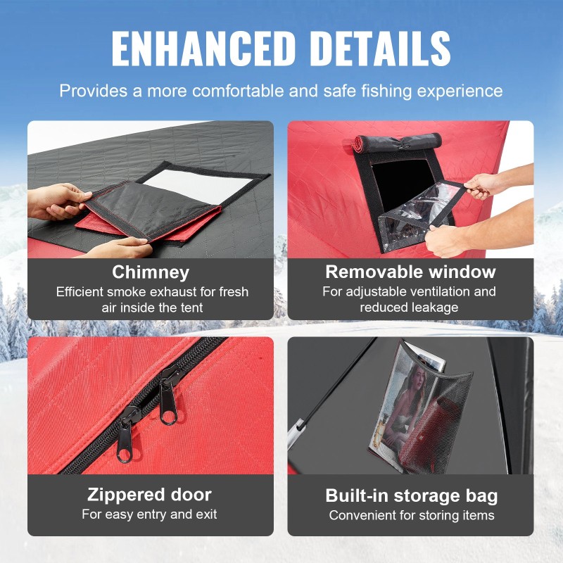 Pilkkiteltta 600D Oxford-kangas 3–4 henkilölle 1,8 x 1,8 m