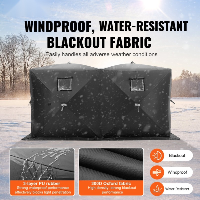 Kokoontaittuva jääkalastusteltta 300D Oxford kangas 6–8 henkilölle 70 neliöjalkaa nopeasti avautuva