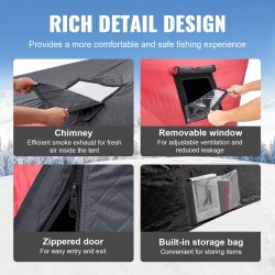 Jääkalastusteltta eristetty 600D Oxford-kangas 3,3 m x 3,3 m 6–8 hengelle