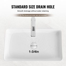 Malja-allas keraaminen suorakulmainen 609x351x112mm valkoinen tason päälle asennettava