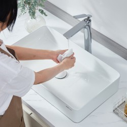 Malja-allas keraaminen suorakulmainen 609x351x112mm valkoinen tason päälle asennettava