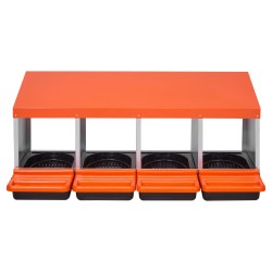 4 osastoinen kanalapylly sinkitty teräs ja lujatekoinen muovi mitat 1060x525x475 mm eri kanaroduille