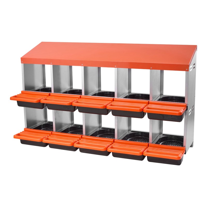 Kanan pesälaatikko 10-osastoinen galvanoitua terästä ja lujamuovia kallistetuilla pesillä