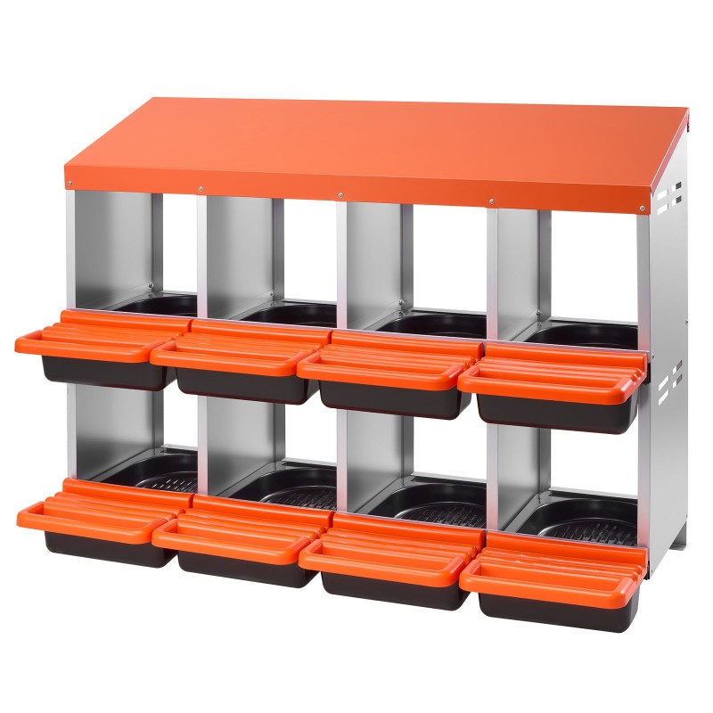 Kanan 8-osastoinen pesälaatikko galvanoitua terästä ja lujamuovia kallistuvilla pesillä