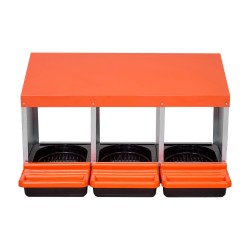 3 osastoinen kana ja munintapesä galvanoidusta teräksestä ja polypropeenista 15 30 kanalle