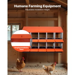 Kaksikerroksinen 10-osastoinen munintapesä galvanoidusta teräksestä ja polypropeenimuovista siipikarjalle