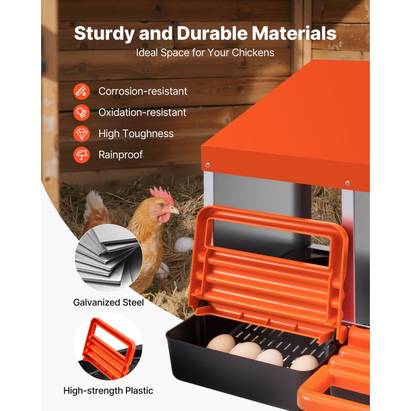 Munintapesä siipikarjalle kaksitasoinen 6 lokeroa galvanoitu teräs lujamuovi kallistettu pohja
