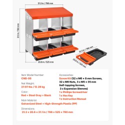 Munintapesä siipikarjalle kaksitasoinen 6 lokeroa galvanoitu teräs lujamuovi kallistettu pohja