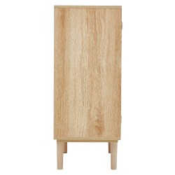 Rottinkikaappi melamiinirungolla luonnollinen puunsävy 2 magneettista ovea säädettävät hyllyt