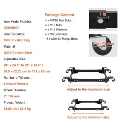 Siirrettävä teräsalusta säädettävä 508–711×622–850 mm 680 kg 4 lukittavaa kääntöpyörää