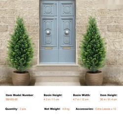 Tekokataja muovilehvästö 91 cm 2 kpl UV-kestävä sisä ja ulkokäyttö ruukulla