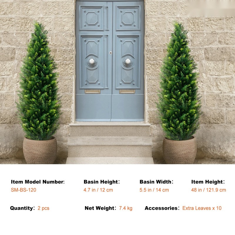 Tekosetripuu 121,9 cm PE-lehdistö 2 kpl sisä- ja ulkokäyttöön