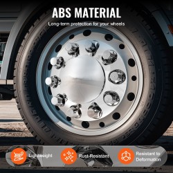 Akselinsuojakupit ABS-muoviset hopeanväriset 20, 22,5, 24,5 tuuman vanteille 2 etu 4 taka