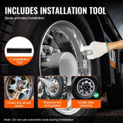 Akselinsuojakupit ABS-muoviset hopeanväriset 20, 22,5, 24,5 tuuman vanteille 2 etu 4 taka