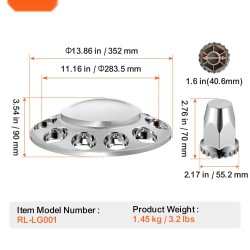 Etuakselin vanteen suojasarja ABS-muovia 10-reikäisille 20/22,5/24,5 tuuman vanteille kirkas hopea