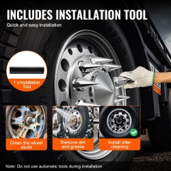 Etuakselin piikkimäinen vannekehä ja mutterinsuojat ABS 10-reikäisille vanteille