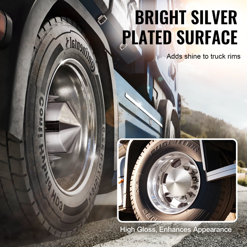 Takapyörän akselinsuojasarja ABS-muovi kirkas hopea 10-reikäisille vanteille 11,25 tuuman pulttijako