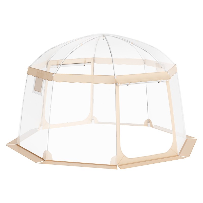 Urheiluteltta säänkestävä läpinäkyvä PVC-muovi 3,66x3,66 m 8–10 hengelle