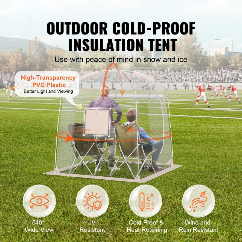 Urheiluteltta läpinäkyvä PVC noin 183 x 183 cm 2–4 hengelle säänkestävä