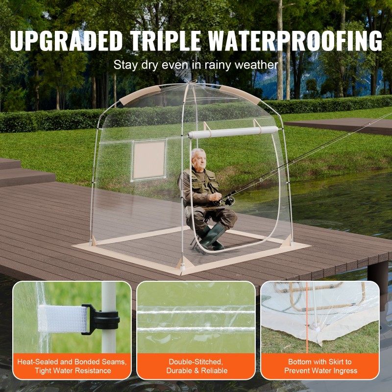 Urheiluteltta läpinäkyvä PVC noin 183 x 183 cm 2–4 hengelle säänkestävä