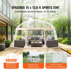 Urheiluteltta läpinäkyvä PVC 4,5x4,5 m 12–15 henkilölle