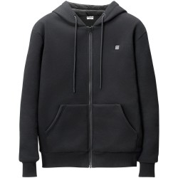 Lämmitettävä vetoketjuhuppari puuvilla polyesteri fleecevuori koko XXL musta viisi lämmitysvyöhykettä