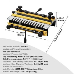 Päätyliitosjigi valettua alumiinia 30,5 cm työstöleveydellä 12,7 mm sabluunalla