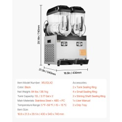 Kaupallinen slushikone ruostumaton teräs kaksi kahdentoista litran säiliötä yhdeksänkymmentäkuusi kuppia kahviloihin baareihin