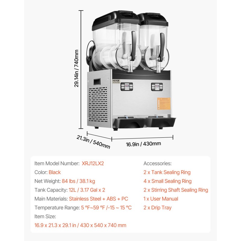 Kaupallinen slushikone ruostumaton teräs kaksi kahdentoista litran säiliötä yhdeksänkymmentäkuusi kuppia kahviloihin baareihin