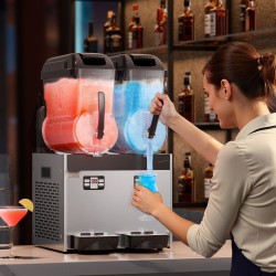 Kaupallinen slushikone ruostumaton teräs kaksi kahdentoista litran säiliötä yhdeksänkymmentäkuusi kuppia kahviloihin baareihin