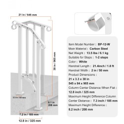 Käsijohde ulkoportaisiin hiiliteräksinen 1–2 portaalle valkoinen retrokaari