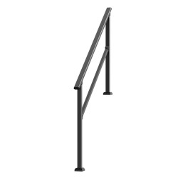 Käsijohde 1380 mm hiiliterästä 4 5 askelman ulkoportaisiin musta neliöputki asennussarjalla