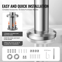 Käsijohde ruostumattomasta teräksestä 120 cm ulkoportaisiin kaksi poikkitankoa