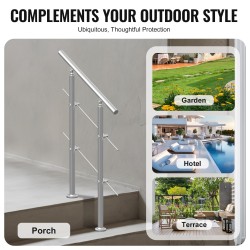 Kaide ulkoportaisiin ruostumattomasta teräksestä 800 mm kaksipilarinen kaksi poikkitankoa säädettävä kulma