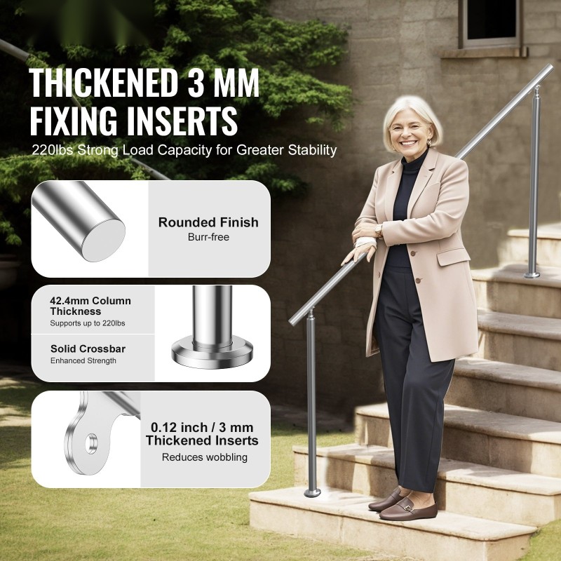 Porraskaide ruostumattomasta teräksestä 1800 mm säädettävällä 0–45 asteen kulmalla kaksoistolppainen ulkokäyttöön