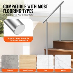 Käsijohde ulkoportaisiin ruostumatonta terästä 100 cm kahden pylvään säädettävä kulma 0–45 astetta