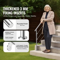 Ulkokaide portaisiin 149,9 cm ruostumaton teräs kolmella poikkitangolla säädettävällä kulmalla