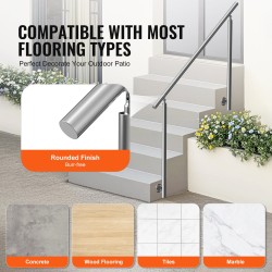 Ruostumaton teräs kaide 150 cm sivukiinnitteinen ulkoporteihin säädettävällä kulmalla