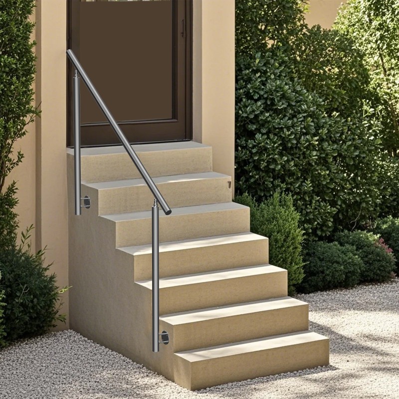 Ruostumaton teräs kaide 150 cm sivukiinnitteinen ulkoporteihin säädettävällä kulmalla