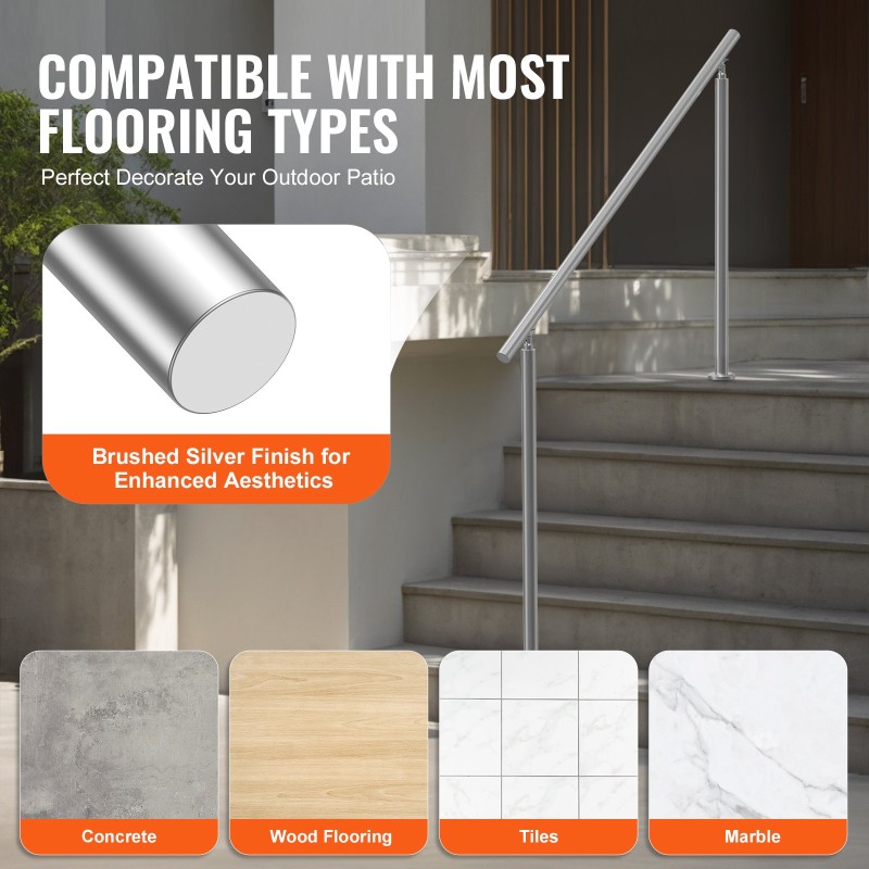 Käsijohde ulkoportaisiin ruostumatonta terästä 150 senttimetriä kaksipylväinen säädettävä kulma kiinnitystarvikkeet