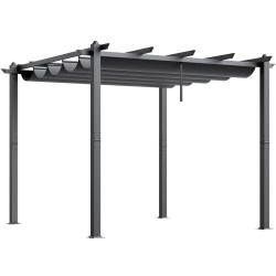 Pergola alumiinirunko vedettävä katos UV50+ aurinkosuoja 2.97 x 2.97 m terassille