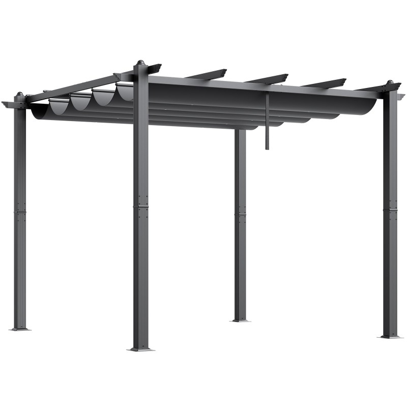 Pergola alumiinirunko vedettävä katos UV50+ aurinkosuoja 2.97 x 2.97 m terassille