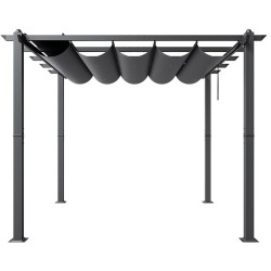Pergola alumiinirunko vedettävä katos UV50+ aurinkosuoja 2.97 x 2.97 m terassille