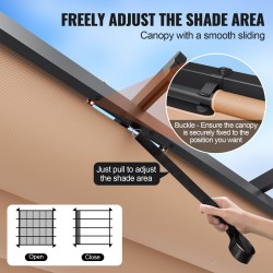 Pergola alumiinirunko noin 3 x 3 m säädettävällä aurinkosuojakatoksella