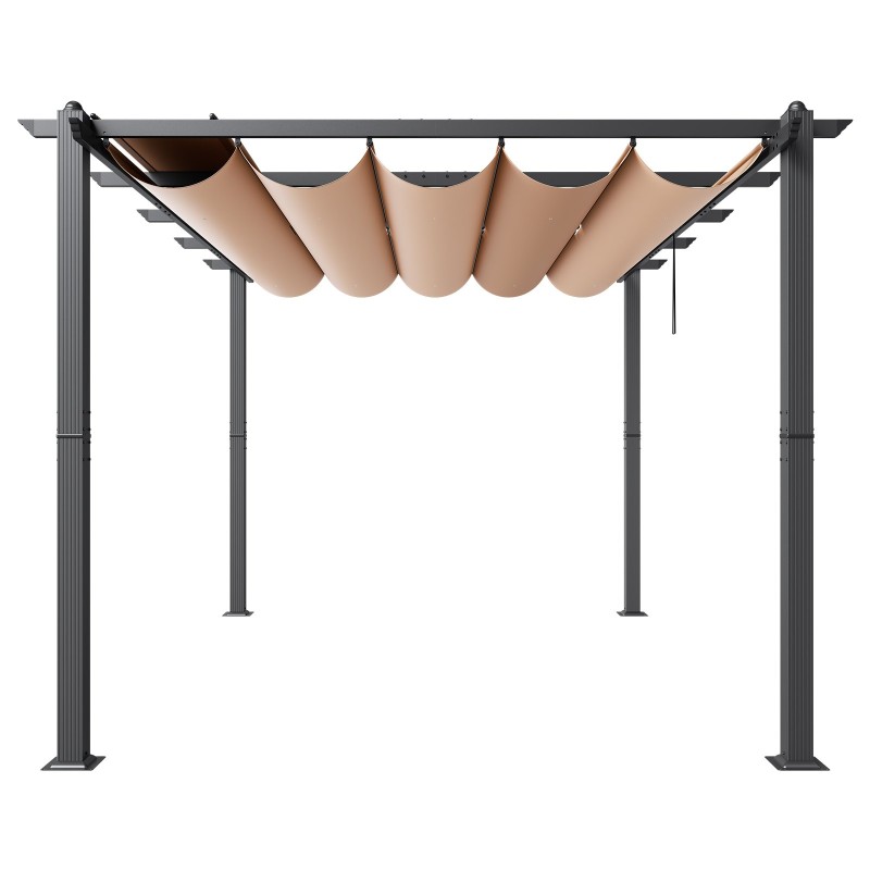 Pergola vedettävällä katoksella alumiinirunkoinen UV-suojattu 2,96 x 3,95 m