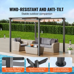 Alumiininen pergola 3 x 3 m vedettävällä beige katoksella UV50+