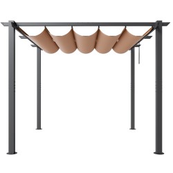 Alumiininen pergola 3 x 3 m vedettävällä beige katoksella UV50+